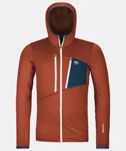 Best Sale ORTOVOX FLEECE GRID HOODY M clayorange
