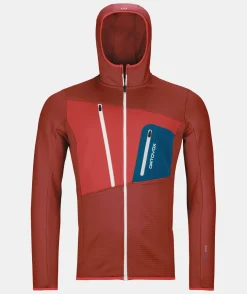 Hot ORTOVOX FLEECE GRID HOODY M clayorange