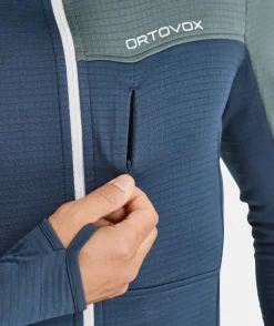 Sale ORTOVOX FLEECE LIGHT GRID HOODED JKT M mountainblue